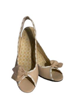 Size 9 XOXO pale pinksling back peep toe heels